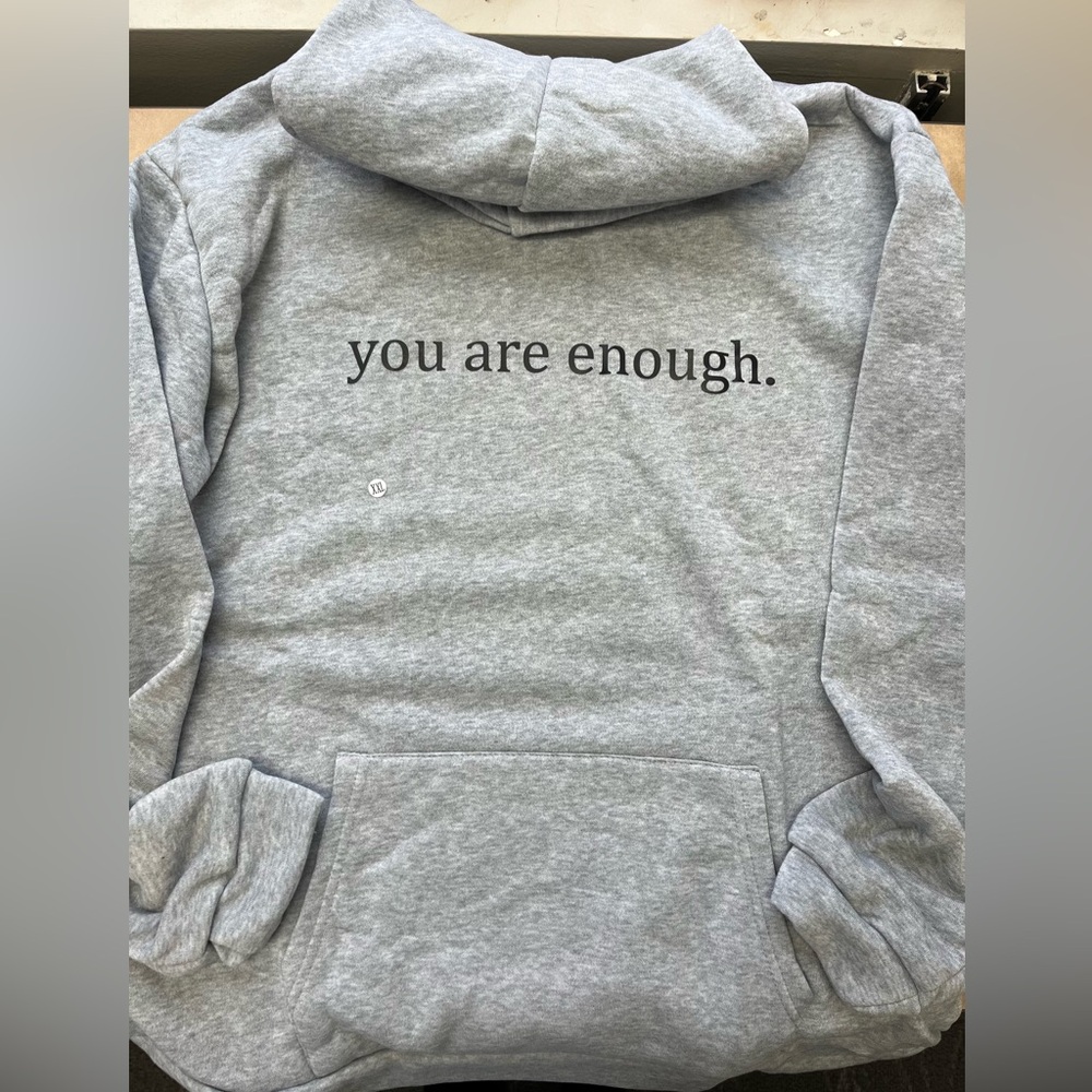 Dear Person Co Gray Hoodie with 'You Are Enough' NWT - Picture 3 of 4